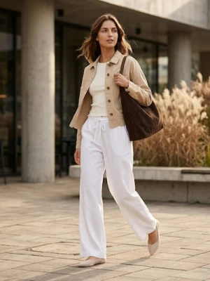 Sinsay - Jeansowa katana z kroszetowym dołem - beżowy