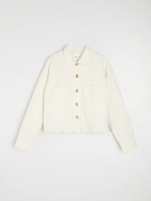 Sinsay - Jeansowa katana z kroszetowym dołem - kremowy