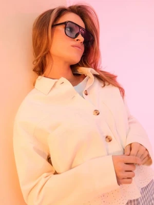 Sinsay - Jeansowa katana z kroszetowym dołem - kremowy