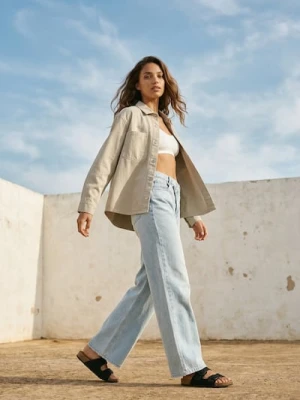 Sinsay - Jeansowa koszula z kieszeniami - zielony