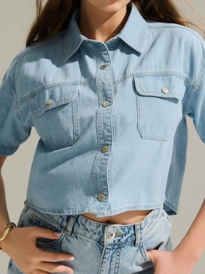 Sinsay - Jeansowa koszula z kołnierzykiem - niebieski