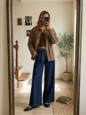 Sinsay - Jeansowa krótka katana - brązowy