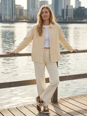 Sinsay - Jeansowa krótka katana - kremowy