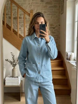 Sinsay - Jeansowa krótka katana - niebieski