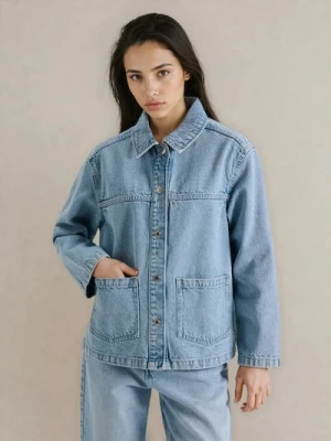 Sinsay - Jeansowa krótka katana - niebieski