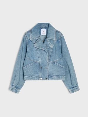 Sinsay - Jeansowa kurtka biker - niebieski