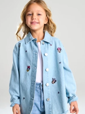 Sinsay - Jeansowa kurtka katana z haftem Minnie and Daisy - niebieski