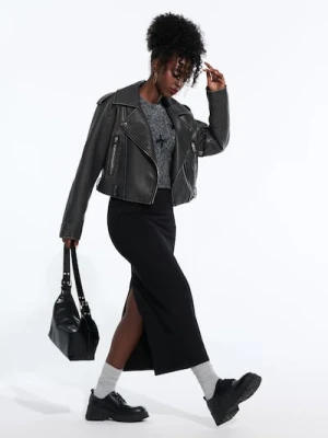 Sinsay - Jeansowa spódnica - czarny