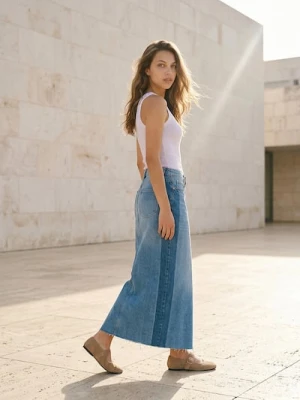 Sinsay - Jeansowa spódnica maxi z rozcięciem z tyłu - niebieski