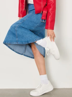 Sinsay - Jeansowa spódnica midi - niebieski