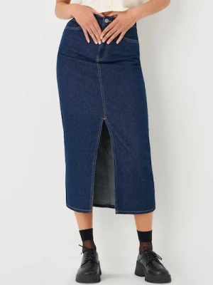 Sinsay - Jeansowa spódnica midi z rozcięciem - niebieski