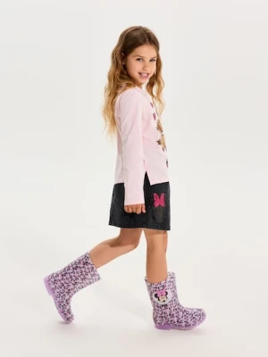 Sinsay - Jeansowa spódnica mini z ozdobnymi cekinami Minnie Mouse - czarny