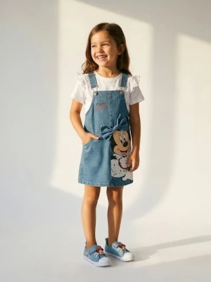 Sinsay - Jeansowa sukienka na szelkach z kokardą 3D Minnie Mouse - niebieski