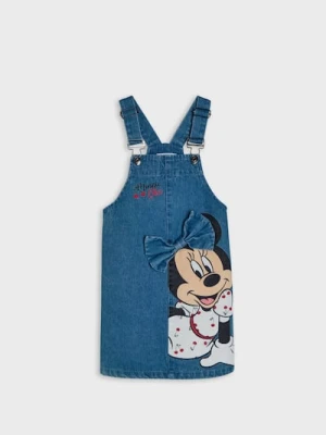 Sinsay - Jeansowa sukienka na szelkach z kokardą 3D Minnie Mouse - niebieski