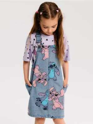 Sinsay - Jeansowa sukienka ogrodniczka Stitch - niebieski