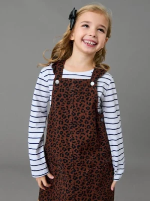 Sinsay - Jeansowa sukienka ogrodniczka w panterkę - brązowy