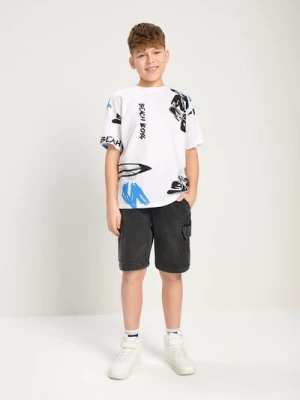 Sinsay - Jeansowe szorty cargo - szary