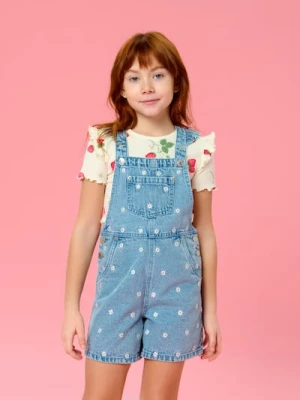 Sinsay - Jeansowe szorty ogrodniczki - granatowy