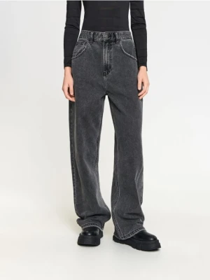 Sinsay - Jeansy baggy high waist - czarny