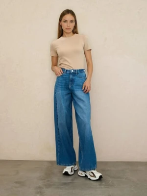 Sinsay - Jeansy baggy mid waist - niebieski