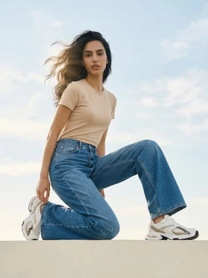 Sinsay - Jeansy baggy mid waist - niebieski