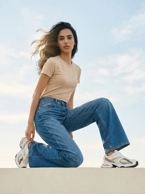 Sinsay - Jeansy baggy mid waist - niebieski