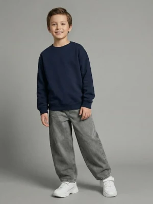 Sinsay - Jeansy baggy z efektem sprania - szary