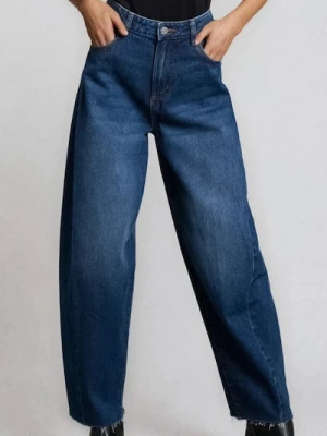 Sinsay - Jeansy balloon - granatowy