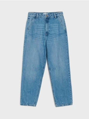 Sinsay - Jeansy balloon high waist - niebieski