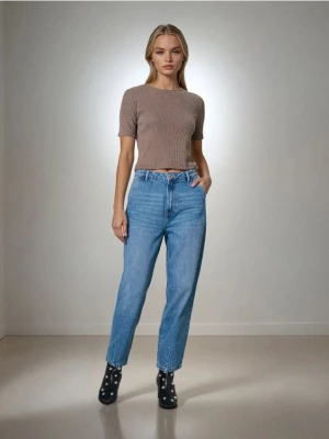 Sinsay - Jeansy balloon high waist - niebieski
