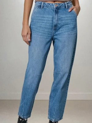 Sinsay - Jeansy balloon high waist - niebieski