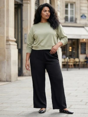 Sinsay - Jeansy bootcut z wysokim stanem plus size - czarny