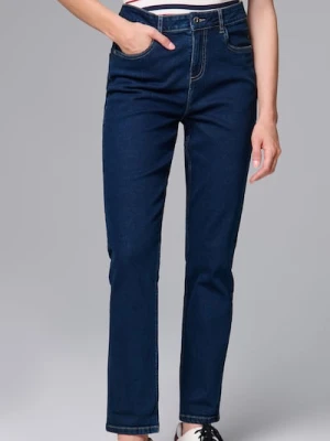 Sinsay - Jeansy boyfriend slim - granatowy