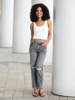 Sinsay - Jeansy boyfriend - szary