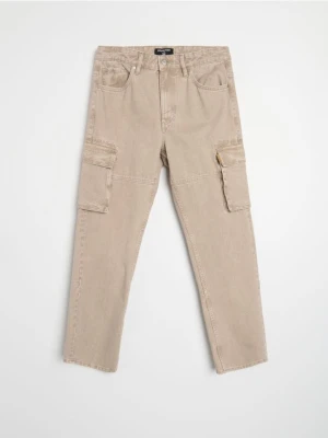 Sinsay - Jeansy cargo - beżowy