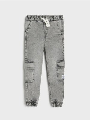 Sinsay - Jeansy cargo jogger - szary