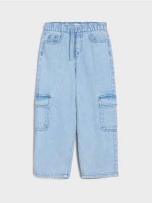 Sinsay - Jeansy cargo loose fit - niebieski
