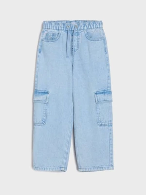 Sinsay - Jeansy cargo loose fit - niebieski
