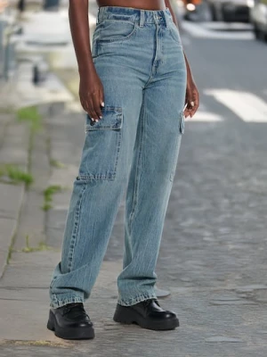 Sinsay - Jeansy cargo - niebieski