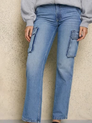 Sinsay - Jeansy cargo - niebieski