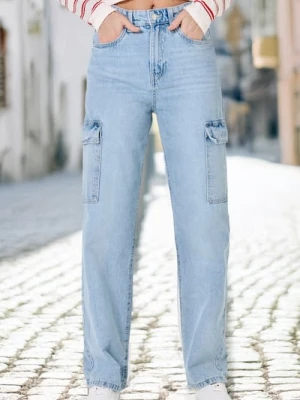 Sinsay - Jeansy cargo - niebieski