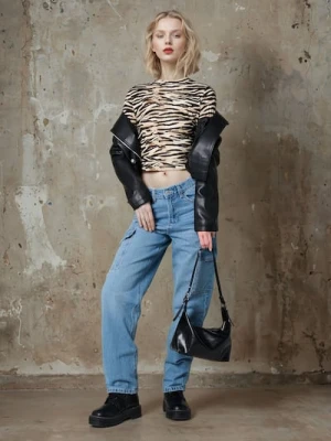 Sinsay - Jeansy cargo - niebieski