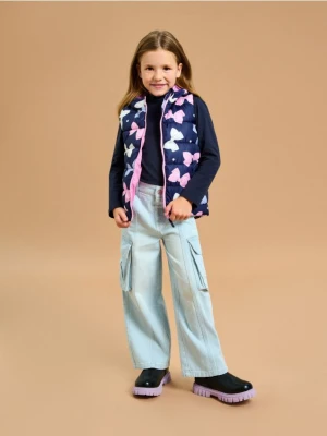 Sinsay - Jeansy cargo wide leg - niebieski
