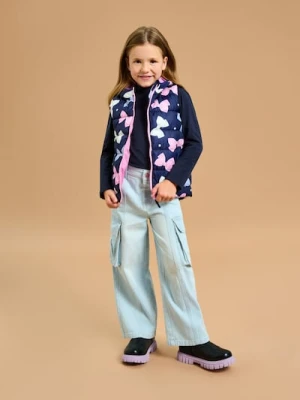 Sinsay - Jeansy cargo wide leg - niebieski