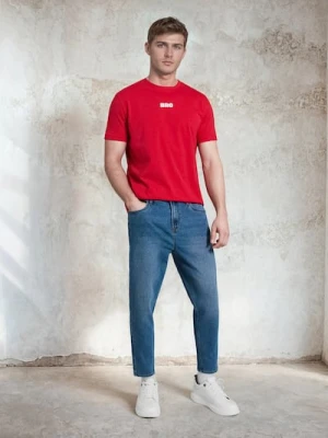 Sinsay - Jeansy carrot z efektem sprania - niebieski