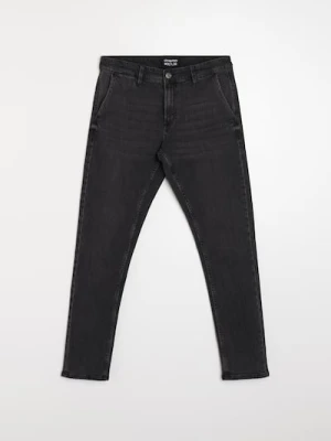 Sinsay - Jeansy chino slim fit - czarny