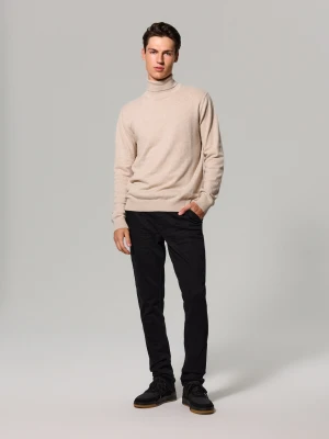 Sinsay - Jeansy chino slim fit z paskiem - czarny