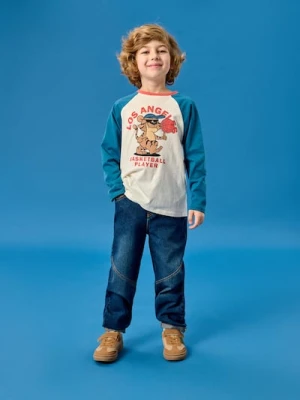 Sinsay - Jeansy chino z efektem sprania - granatowy