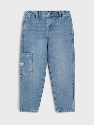 Sinsay - Jeansy chino z efektem sprania - niebieski