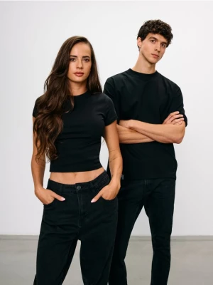 Sinsay - Jeansy cropped carrot fit - czarny